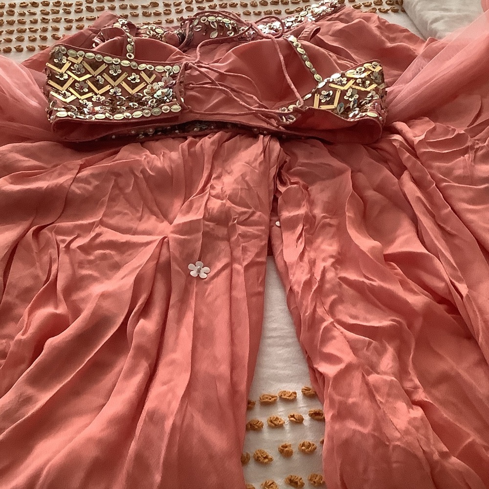 Embellished Coral Pink Beaded Bra Top - Picture 15 of 16